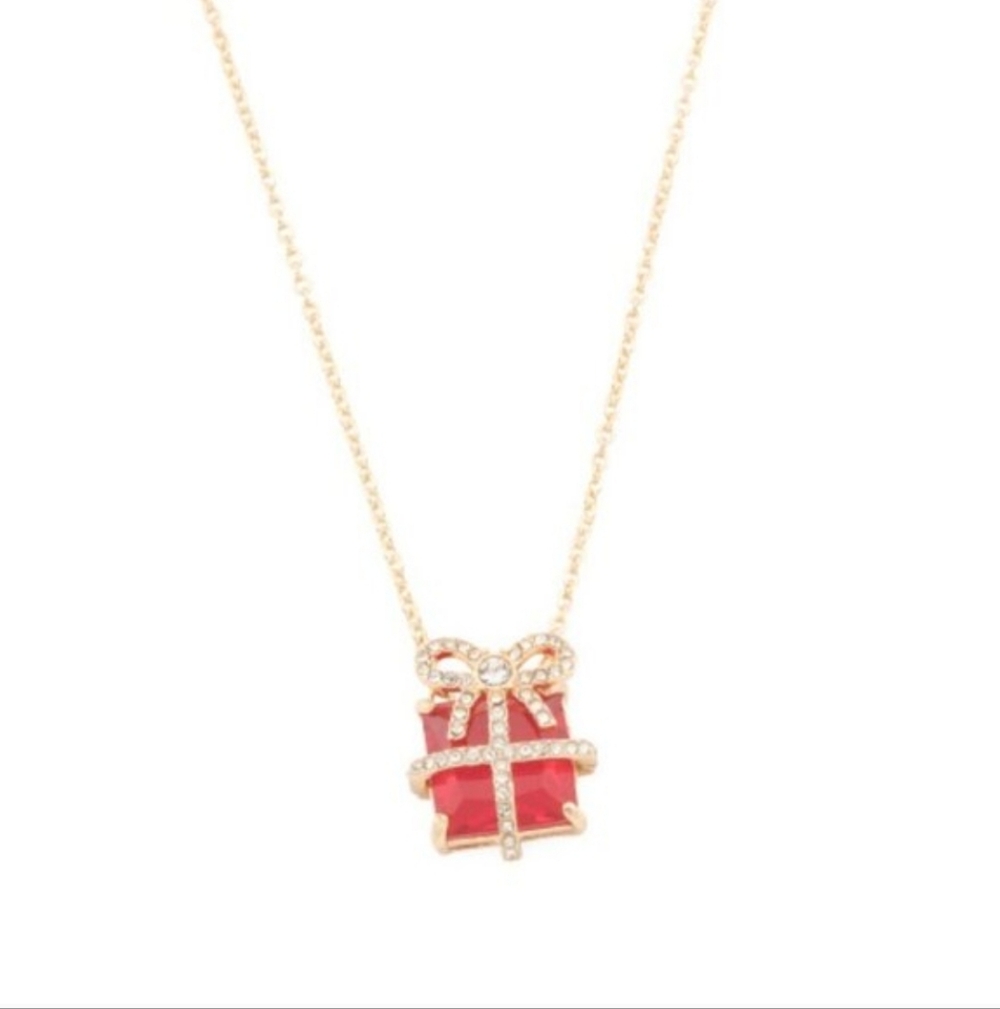 ✨️NWT TRUE TO FORM GOLD WRAPPED UP RED❤️ CRYSTAL PRESENT STATEMENT NECKLACE✨️